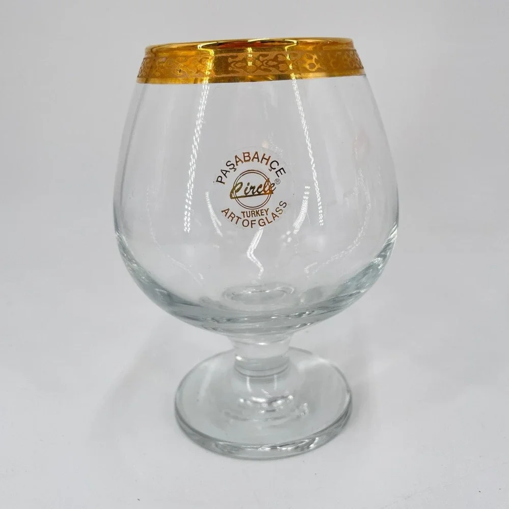 Pasabahce Pincle Turkey Gold Rim Brandy Snifter Glasses Set of 6 Art‎ of Glass